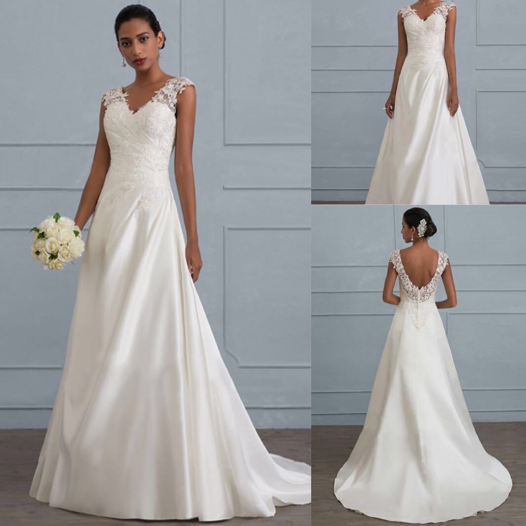 One-shoulder V-neck fishtail lace trailing wedding dress - XNOIR