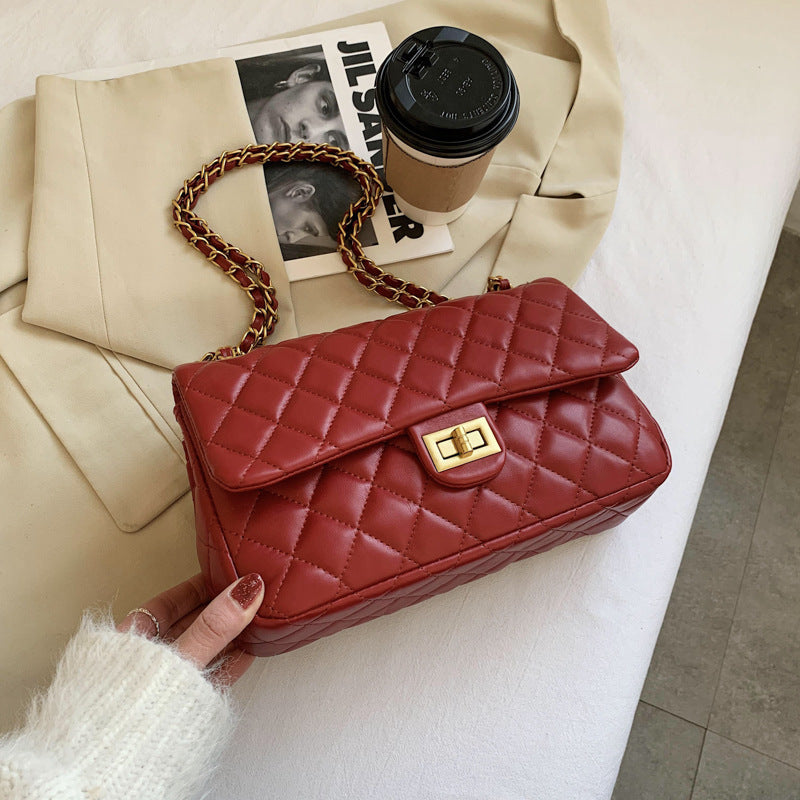 Luxury Diamond Lattice Shoulder Women Bag Elegant Black - XNOIR