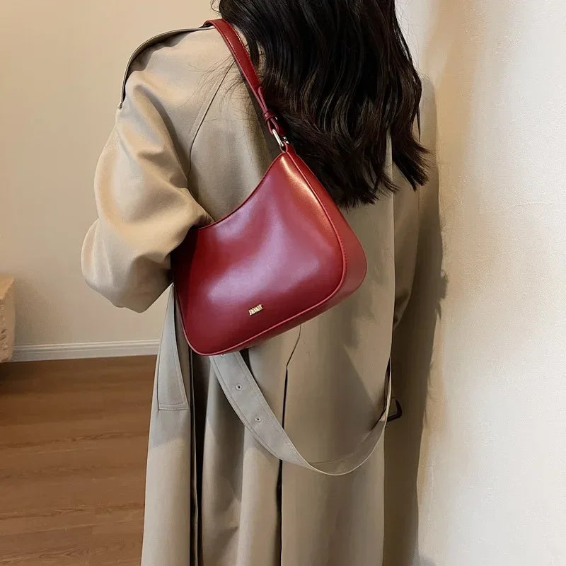 Red Underarm Shoulder Leather Crossbody Bag Luxury Designer Handbag - XNOIR