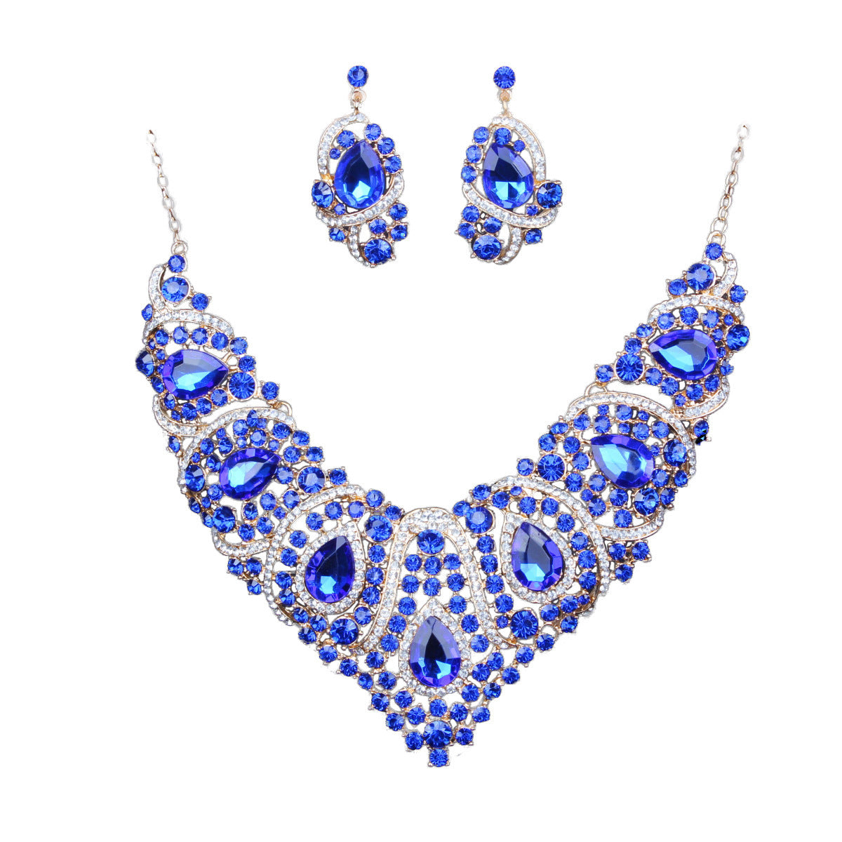 Colorful Bridal Necklace And Earring Set - XNOIR