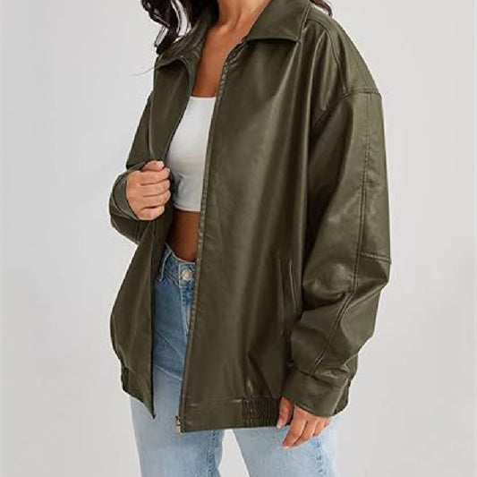 Artificial Leather Plus Size Motorcycle Jacket