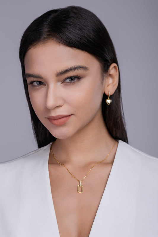 Light And Shadow Geometry - A Fashionable And Trendy Diamond Jewelry Necklace Pendant Set With Moissanite S925 Sterling Silver And Gold Plating - XNOIR