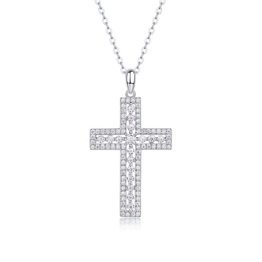 Shelter Diamond Pendant Necklace Set With Mosan Diamond Silver Ornaments - XNOIR