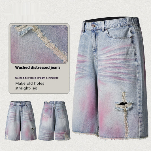 American Retro Worn Looking Washed-out Casual Jeans For Women - XNOIR