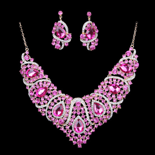 Colorful Bridal Necklace And Earring Set - XNOIR