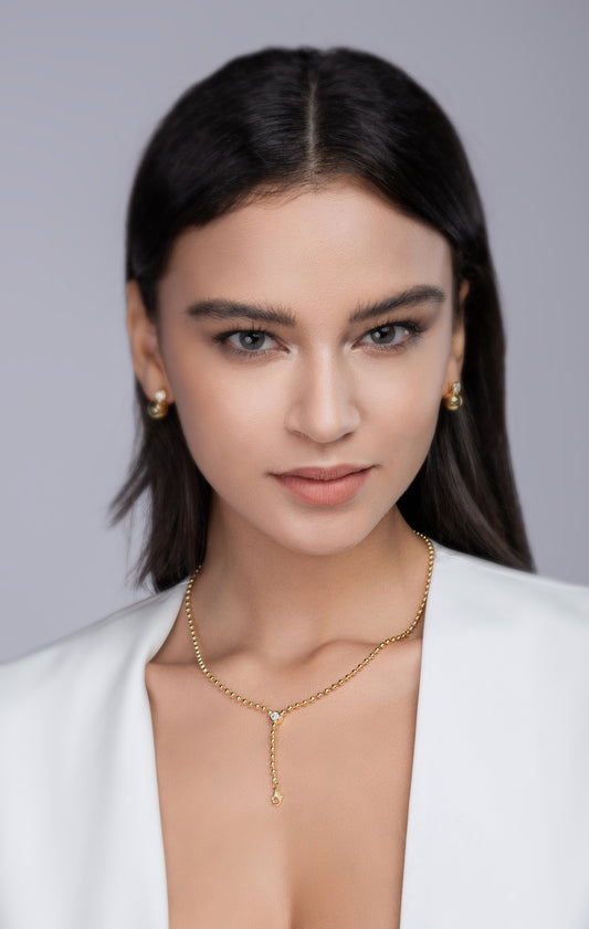 Time Interlaced - A Trendy Diamond Jewelry Necklace Pendant Set With 0.5-carat Moissanite S925 Sterling Silver And Gold Plating - XNOIR